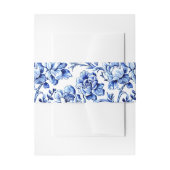 Blauw Bloemen Toile Bruiloft Uitnodigingen Wikkel (Voorkant Voorbeeld)