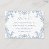 Blauw Bloemen Trouwdetails Informatiekaartje (Voorkant)