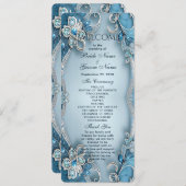 Blauw Bloemen Trouwprogramma Programma (Voorkant / Achterkant)