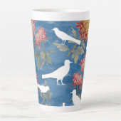 Blauw  Bloemen & Vogels Latte Mok (Voorkant)