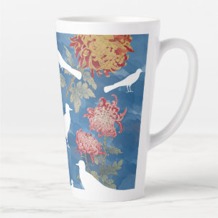 Blauw  Bloemen & Vogels Latte Mok