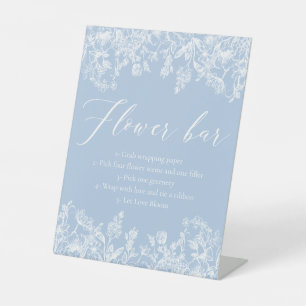 Blauw Bloemen Vrijgezellenfeest Bloemen Bar Teken Reclamebord Met Voetstuk