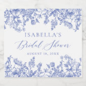 Blauw Bloemen Vrijgezellenfeest Wijnlabel Sparkling Wijnetiket (Enkel label)