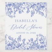 Blauw Bloemen Vrijgezellenfeest Wijnlabel Wijn Etiket (Enkel label)