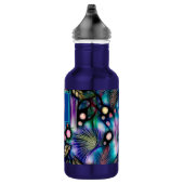 Blauw Bloemen Waterverf Monogram Waterfles (Rechts)