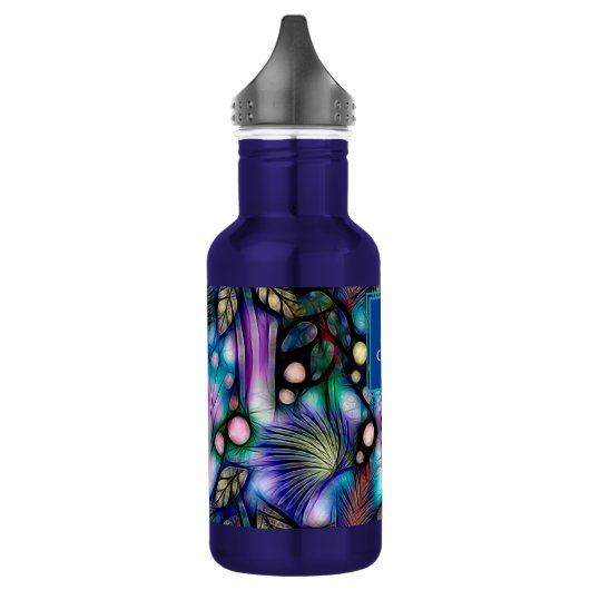 Blauw Bloemen Waterverf Monogram Waterfles