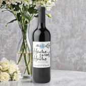 Blauw Bloemen Waterverf Sleutel Realtor Sluitingsg Wijn Etiket