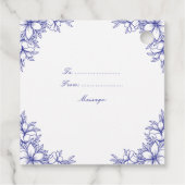 Blauw  Bloemen Wedding Favoriet Labels (Achterkant)