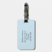 Blauw Bloemen Wildbloem Monogram Bagagelabel (Achterkant verticaal)