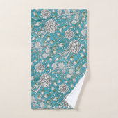 Blauw Bloemen Zilver Bladbloemen Bad Handdoek (Handdoek)