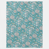  Blauw Bloemen Zilver Bladbloemen Fleece Deken (Voorkant)