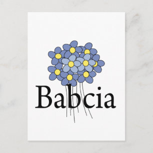  blauw bloemenblauw Babcia T-shirt Briefkaart