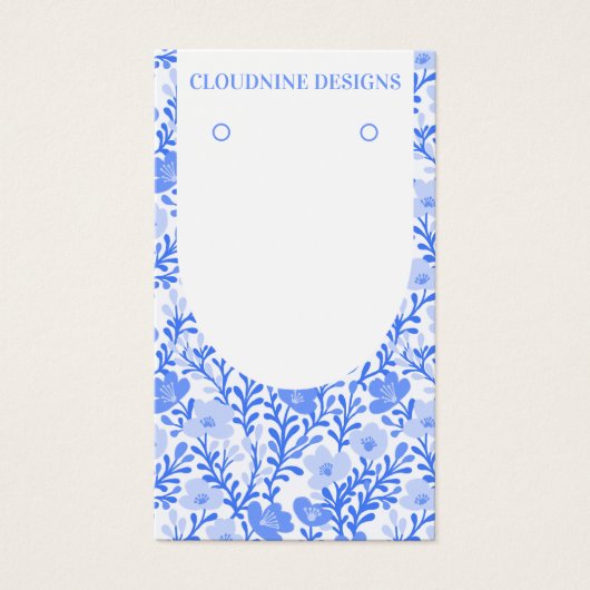 Blauw Bloemenboog Chique Oorbel Sieraden Display K Visitekaartje (Voorkant)