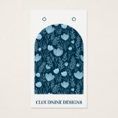 Blauw Bloemenboog Oorbel Sieraden Display Kaart (Voorkant)