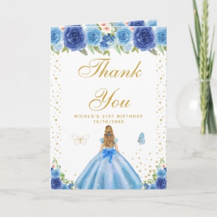 Blauw Bloemend Blond Haar Meisje Verjaardag Bedankkaart