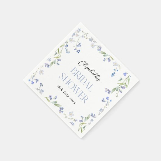 Blauw Bloemend Bruiloftsfeest Servet (Hoek)