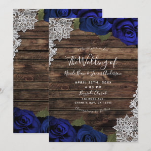 Blauw Bloemend Tapijt Bruiloft Kaart