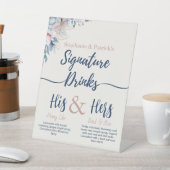 Blauw Bloemendrankje Bar Sign Reclamebord Met Voetstuk (Insitu)