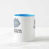 blauw bloemengramje T-shirt Mok (Midden)