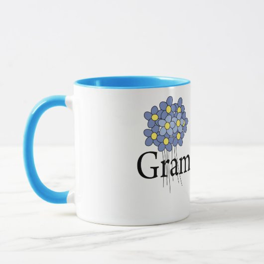  blauw bloemengramje T-shirt Mok (Links)