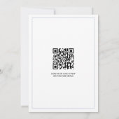 Blauw  bloemenkam monogram QR code bruiloft Kaart (Achterkant)