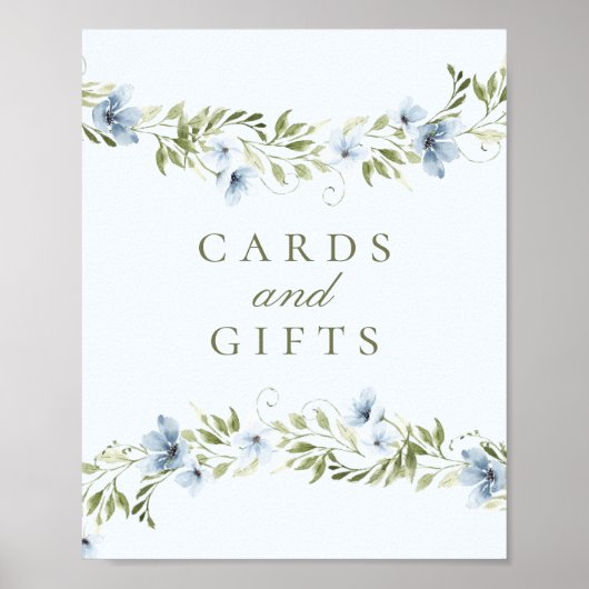 Blauw Bloemenkrans Kaarten & Cadeaus Baby shower t Poster (Voorkant)