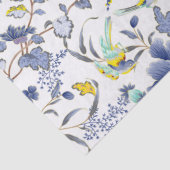 Blauw bloemenpapier Geel vogelvlees Tissuepapier (Detail)