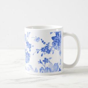  blauw bloemenpatroon koffiemok