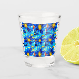 blauw bloemenpatroon shot glas