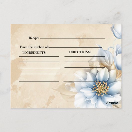  Blauw bloemenrecept Vrijgezellenfeest Briefkaart (Achterkant)