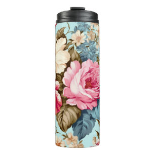 blauw bloementuinpatroon thermosbeker