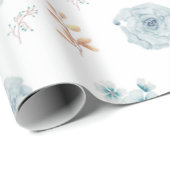 Blauw bloemetjes inpakpapier, verjaardagsverpakkin cadeaupapier (Rol Hoek)