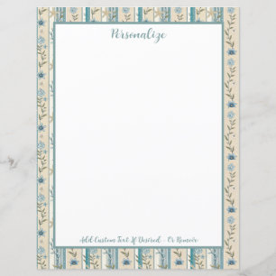 Blauw bloemgestreept randontwerp gepersonaliseerd