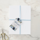 Blauw bloemig baby shower jongen cadeaulabel (Met Touw)