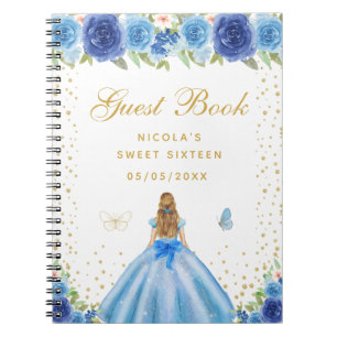 Blauw Bloemig Blond Haar Prinses Sweet Sixteen Notitieboek