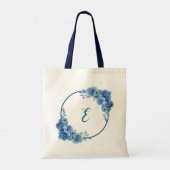 Blauw bloemig boho persoonlijk cadeau tote bag (Achterkant)