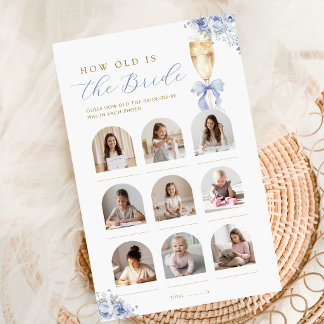 Blauw Bloemig Champagne Hoe Oud is de Bruid Spel