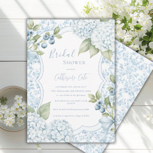 Blauw bloemig elegant blauwe hortensia bruiloftsbo kaart