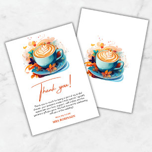 Blauw Bloemig Liefde Bruist Bruiloft Coffee Bruids Bedankkaart