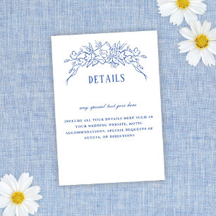  blauw bloemig Lijst Elegante bruiloft Details RSVP Kaartje
