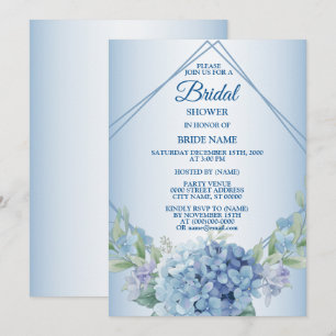 Blauw Bloemig Stof Bruiloft Bridal Shower Feest Kaart