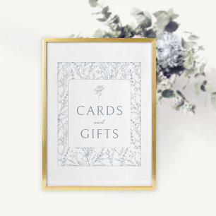 Blauw bloemige Franse huwelijkskaarten geschenken Poster