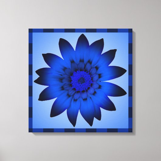 Blauw bloemkunstwerk - omlijnd canvas (Voorkant)