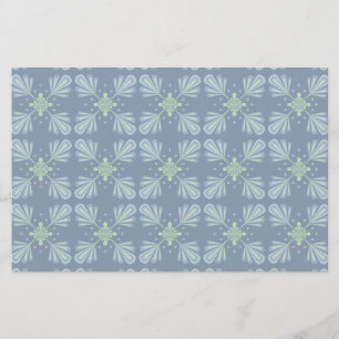 Blauw Bloemmotief Abstract Patroon Briefpapier