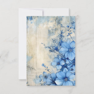 Blauw Bloemmotief Bedankkaart