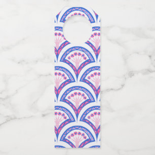 blauw bloemmotief damast patroon flessenhanger