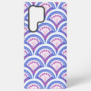 blauw bloemmotief damast patroon samsung galaxy hoesje