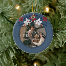 Blauw Bloemmotief Elegante Familie Ornamente