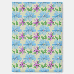Blauw Bloemmotief Esthetiek Waterverf Bloem Magneet