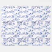 blauw bloemmotief fleece deken (Voorkant (Horizontaal))
